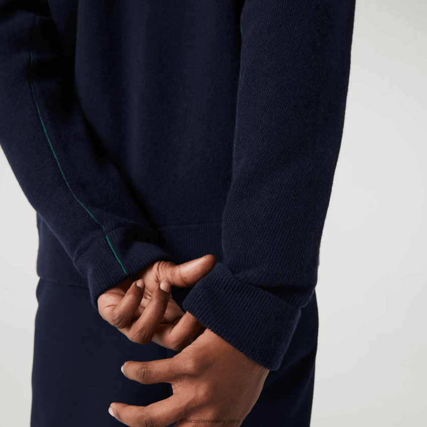 Lacoste ullcardigan med v-hals 4J4X0T2641 marineblå 166 kvinner