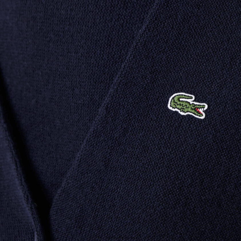 Lacoste ullcardigan med v-hals 4J4X0T2641 marineblå 166 kvinner