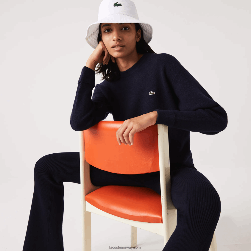 Lacoste ullgenser med rund hals 4J4X0T2639 marineblå 166 kvinner