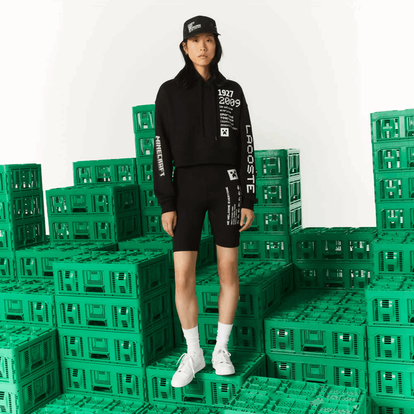 lacoste x minecraft hettegenser i overdimensjonert fleece 4J4X0T2585 svart 031 kvinner
