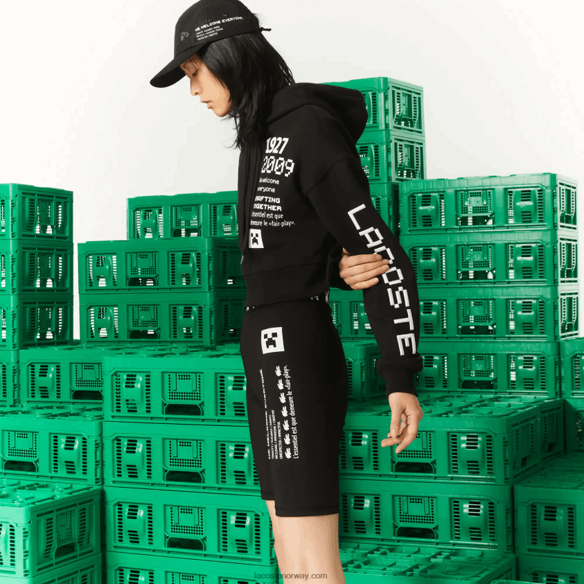 lacoste x minecraft hettegenser i overdimensjonert fleece 4J4X0T2585 svart 031 kvinner