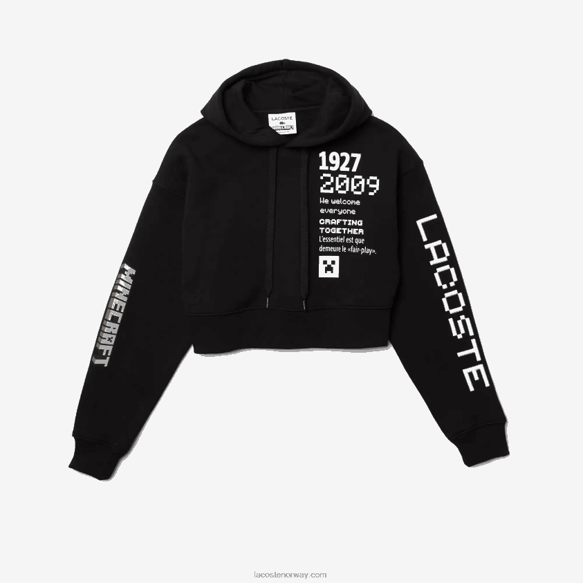 lacoste x minecraft hettegenser i overdimensjonert fleece 4J4X0T2585 svart 031 kvinner