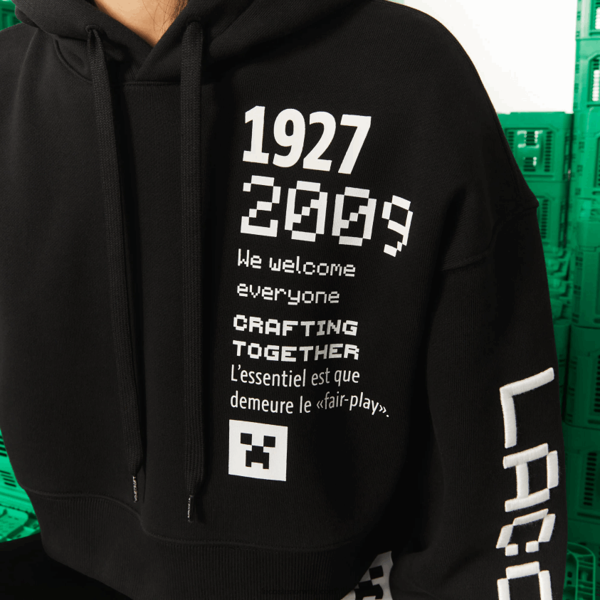 lacoste x minecraft hettegenser i overdimensjonert fleece 4J4X0T2585 svart 031 kvinner