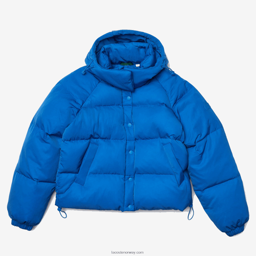 Lacoste live avtakbar hette kort vattert regnjakke 4J4X0T2632 blå qpt kvinner