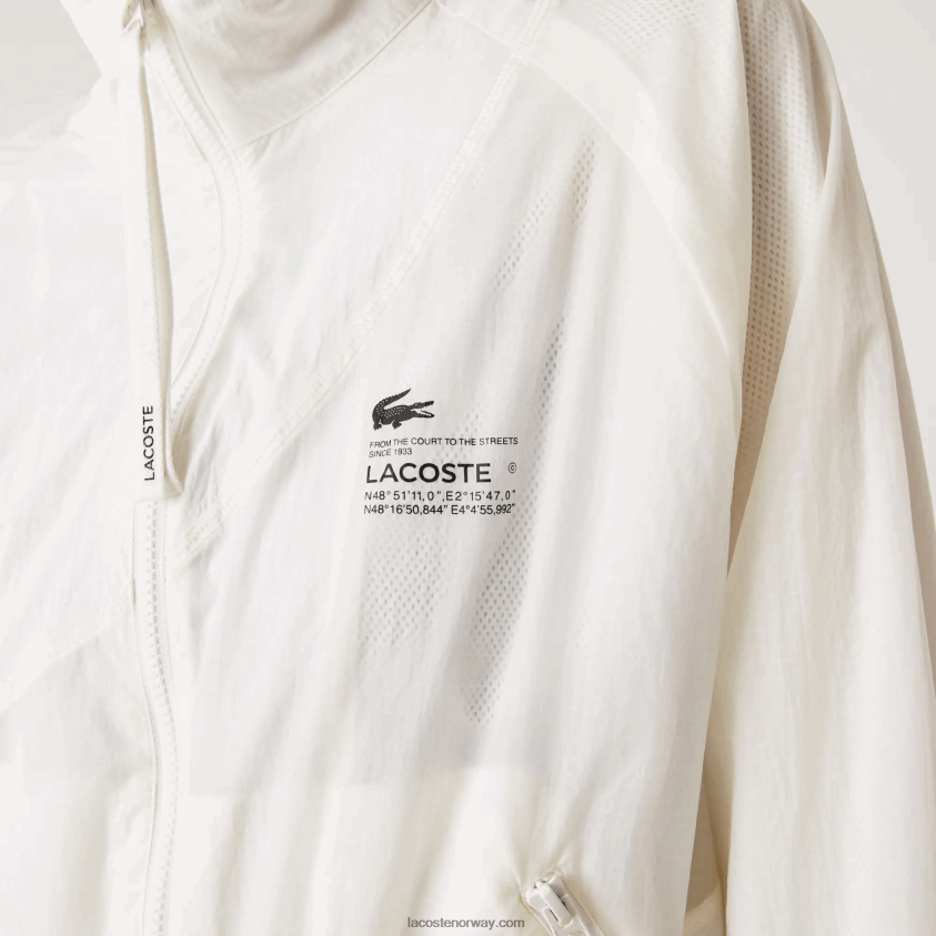 Lacoste meshfôret nylonjakke 4J4X0T2626 hvit 70v kvinner