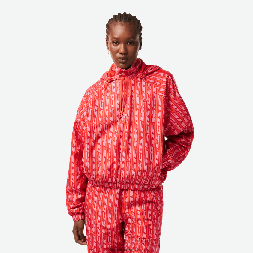 Lacoste oversized treningsjakke med hette 4J4X0T2438 oransje rød rosa zi1 kvinner