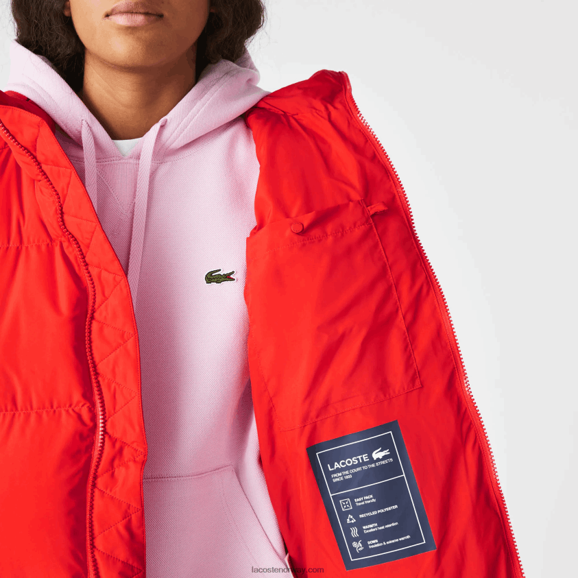 Lacoste sammenleggbar, vattert jakke 4J4X0T2617 rød f8m kvinner