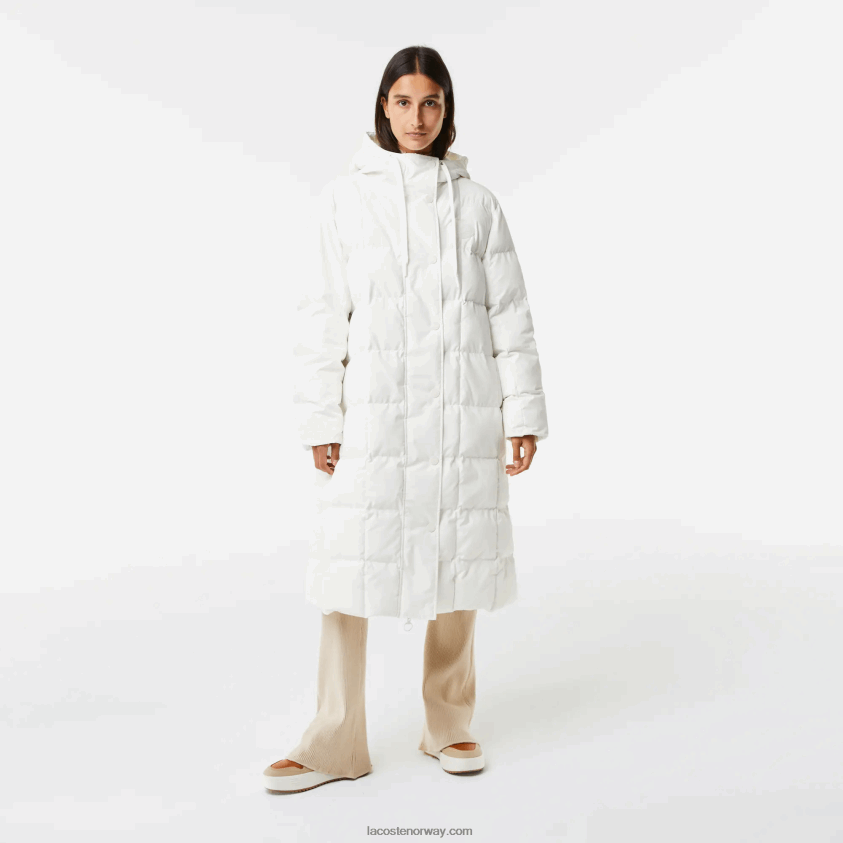 Lacoste vannavstøtende vendbar lang jakke 4J4X0T2614 hvit 70v kvinner