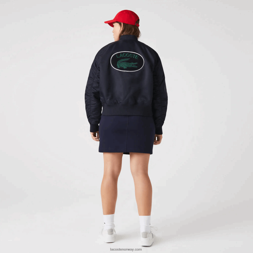 Lacoste vattert bomberjakke i nylon 4J4X0T2623 marineblå hde kvinner