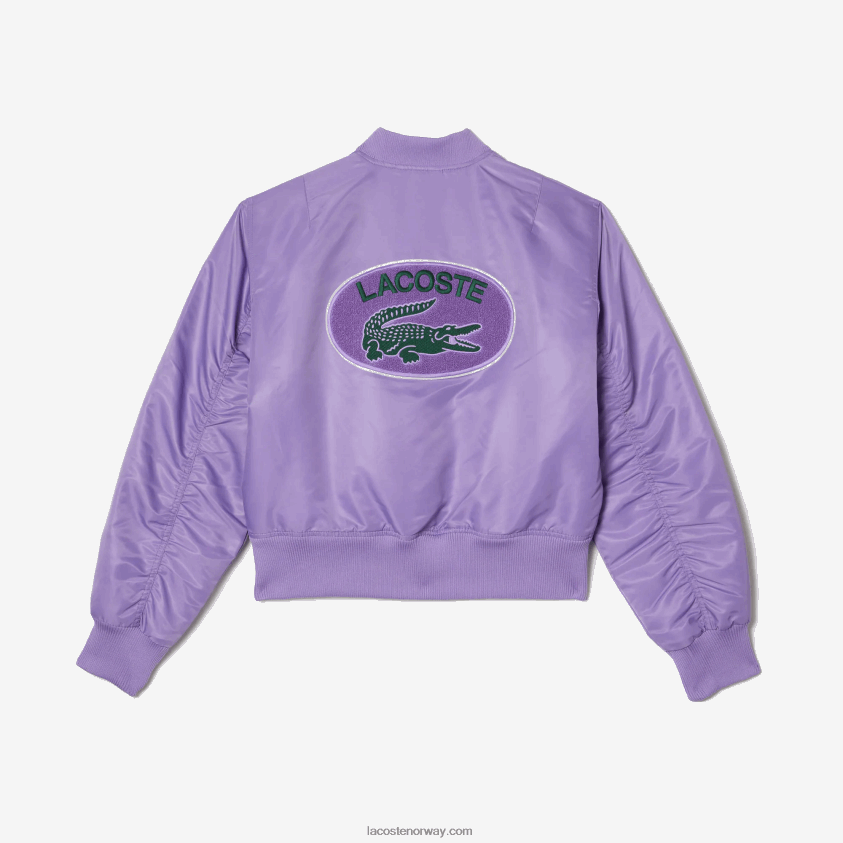 Lacoste vattert bomberjakke i nylon 4J4X0T2624 lilla gfu kvinner
