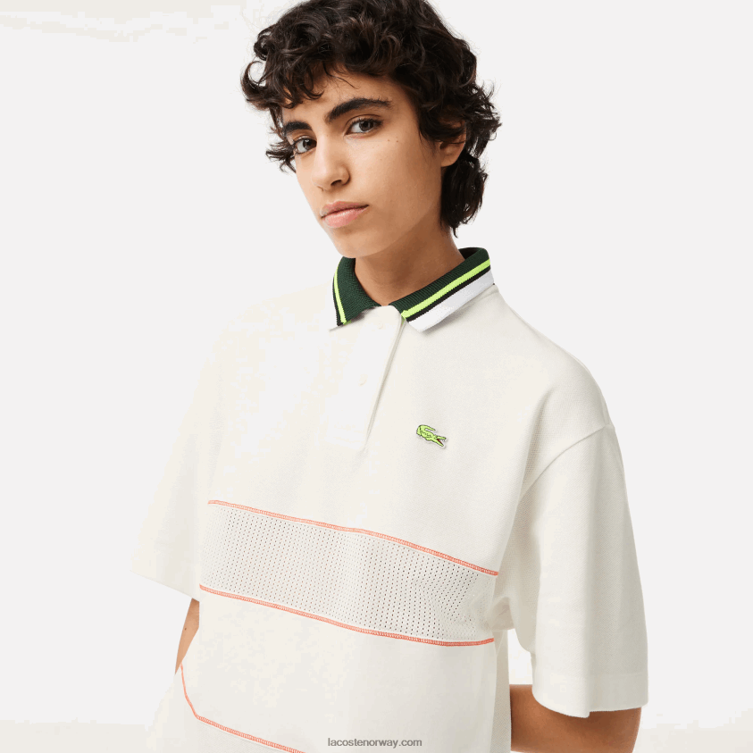 Lacoste fransk laget polokjole i økologisk bomull 4J4X0T2376 hvit 70v kvinner