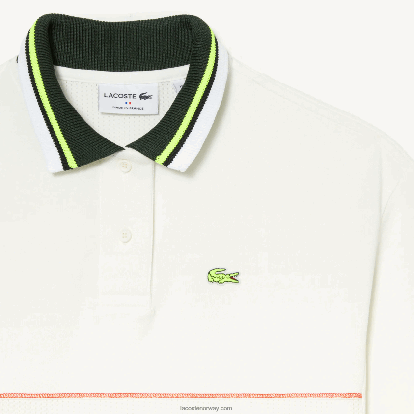 Lacoste fransk laget polokjole i økologisk bomull 4J4X0T2376 hvit 70v kvinner