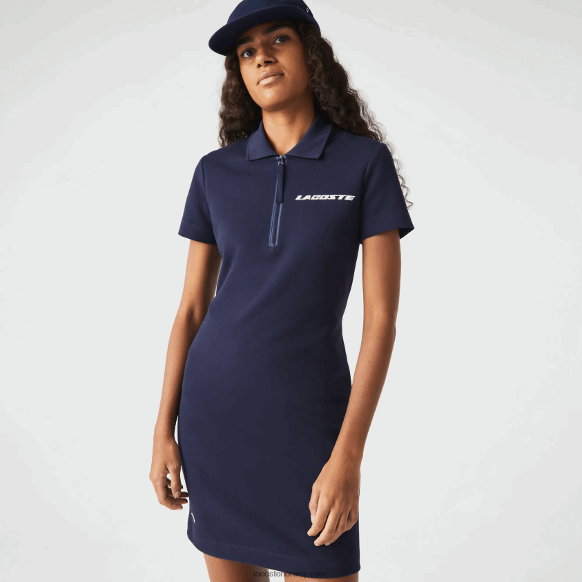 Lacoste merket polokjole i bomullsjersey 4J4X0T2517 marineblå 166 kvinner