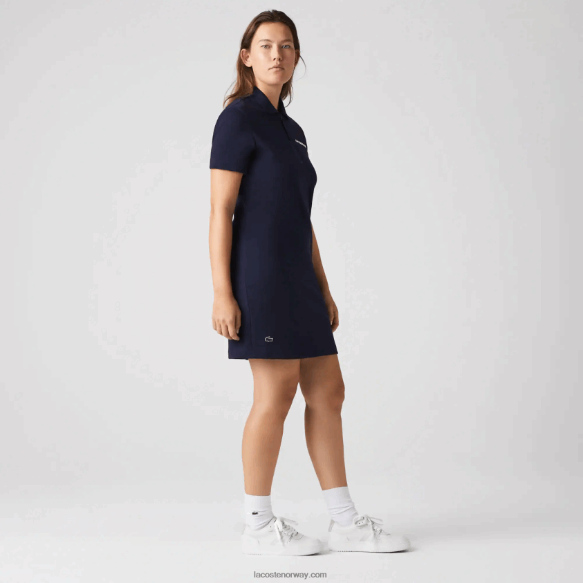 Lacoste merket polokjole i bomullsjersey 4J4X0T2517 marineblå 166 kvinner
