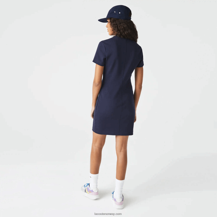 Lacoste merket polokjole i bomullsjersey 4J4X0T2517 marineblå 166 kvinner