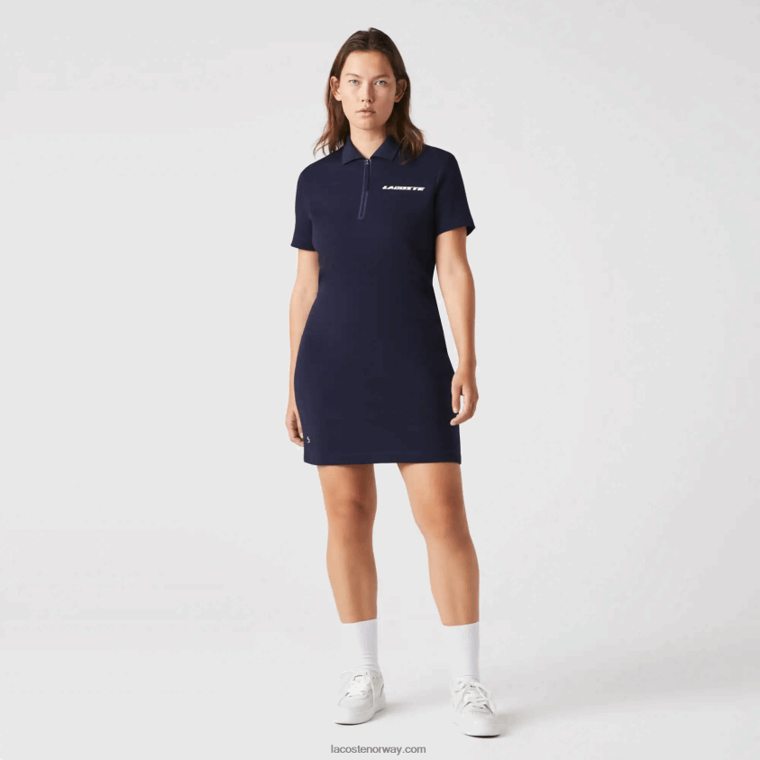 Lacoste merket polokjole i bomullsjersey 4J4X0T2517 marineblå 166 kvinner