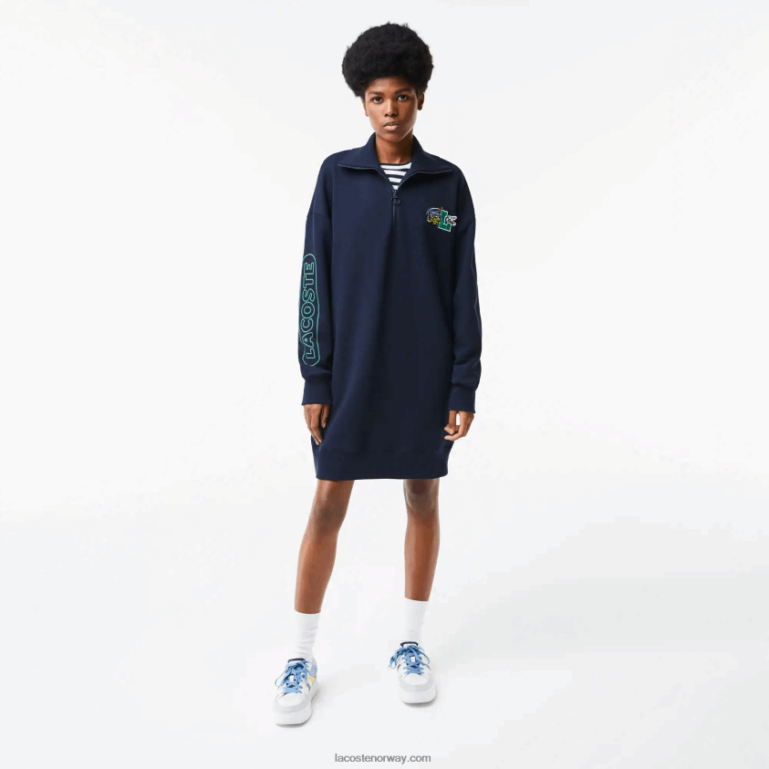 Lacoste oversized polokjole med glidelås 4J4X0T2492 marineblå 166 kvinner