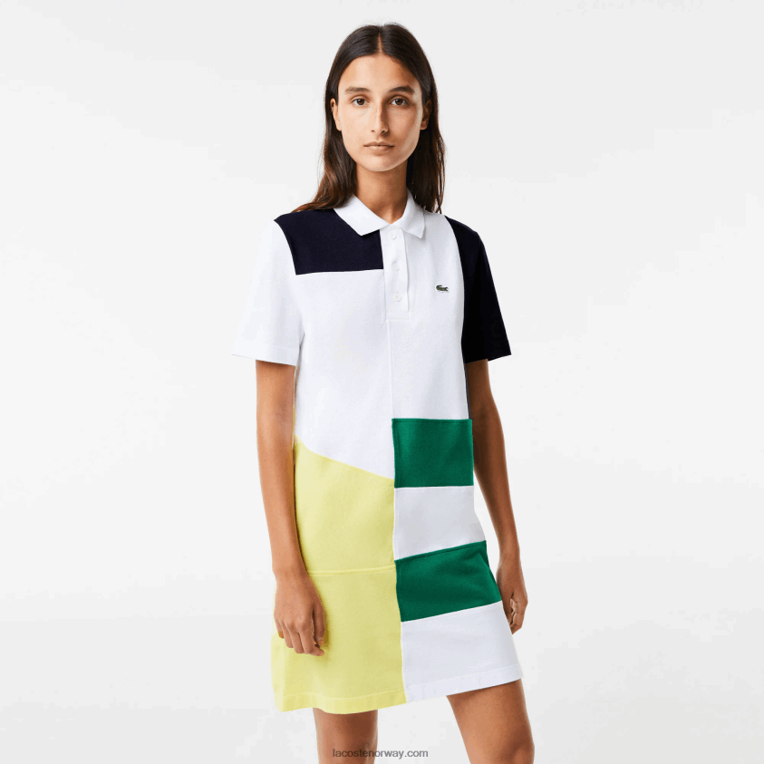 Lacoste patchwork piké-polokjole 4J4X0T2519 hvit sbh kvinner