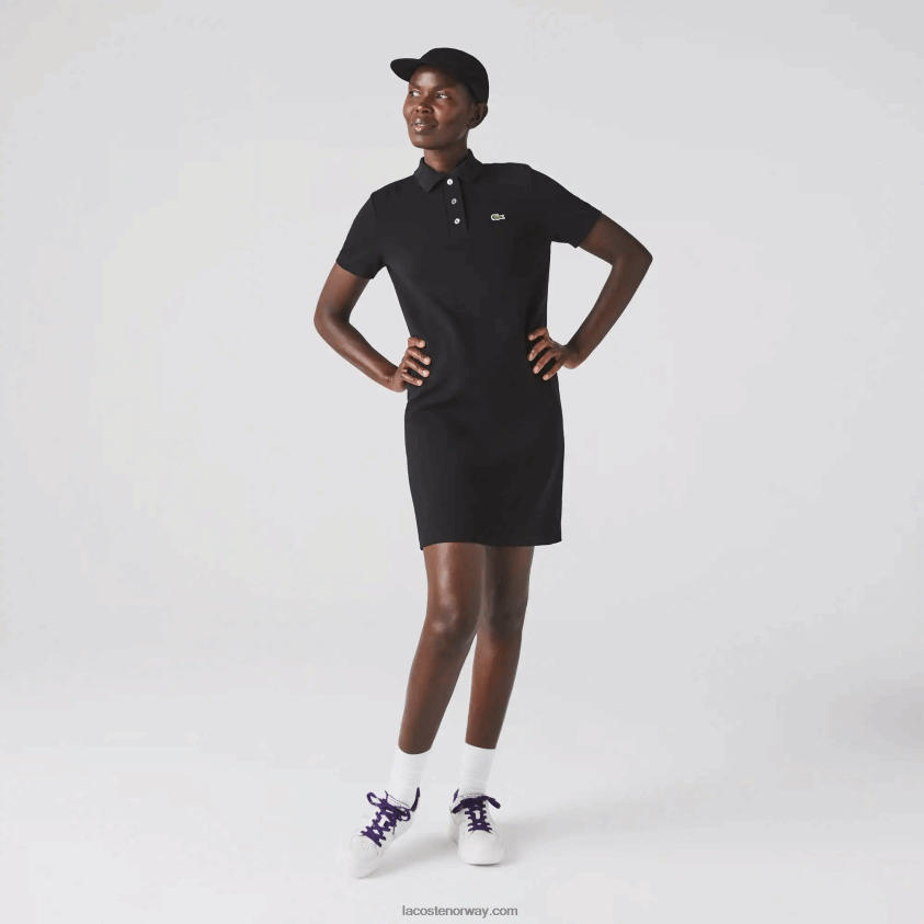 Lacoste piké-polokjole med trompetermer 4J4X0T2510 svart 031 kvinner