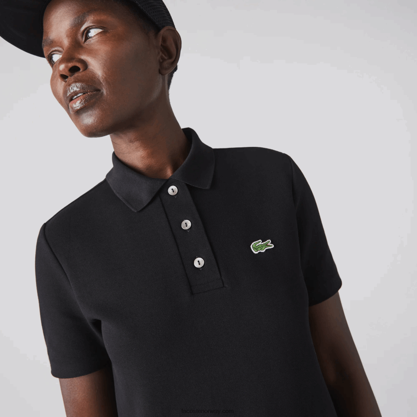 Lacoste piké-polokjole med trompetermer 4J4X0T2510 svart 031 kvinner