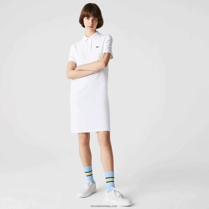 Lacoste piké-polokjole med trompetermer 4J4X0T2511 hvit 001 kvinner