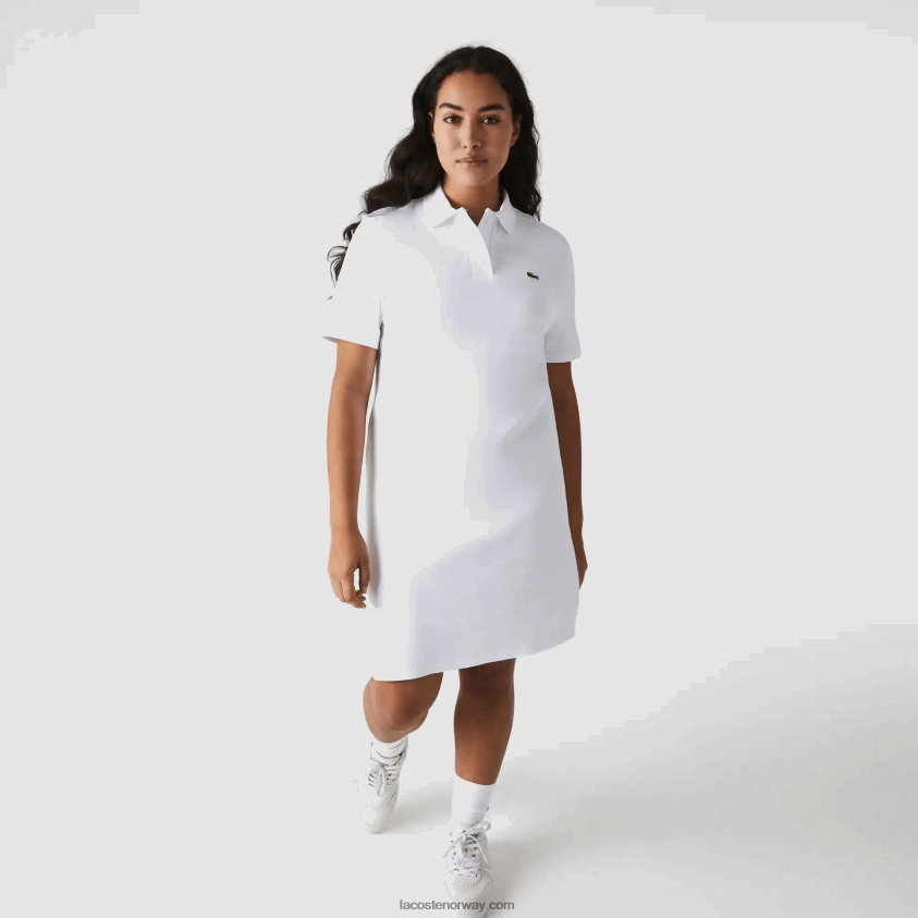 Lacoste piké-polokjole med trompetermer 4J4X0T2511 hvit 001 kvinner