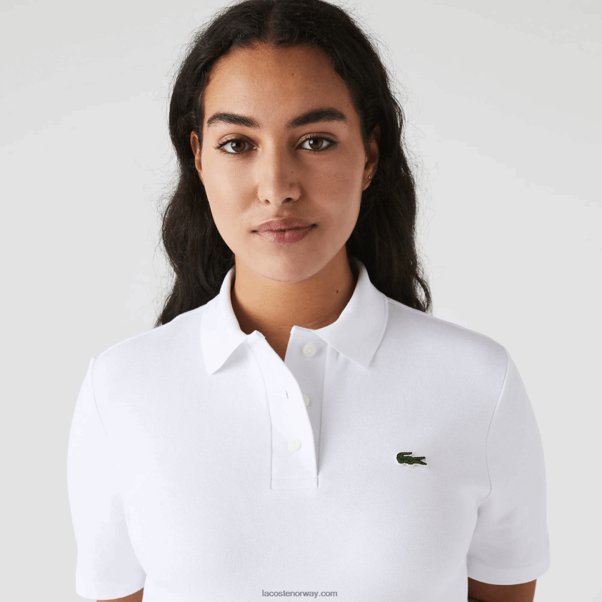 Lacoste piké-polokjole med trompetermer 4J4X0T2511 hvit 001 kvinner