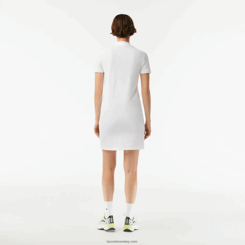 Lacoste pikéstrikket polokjole 4J4X0T2360 hvit 001 kvinner