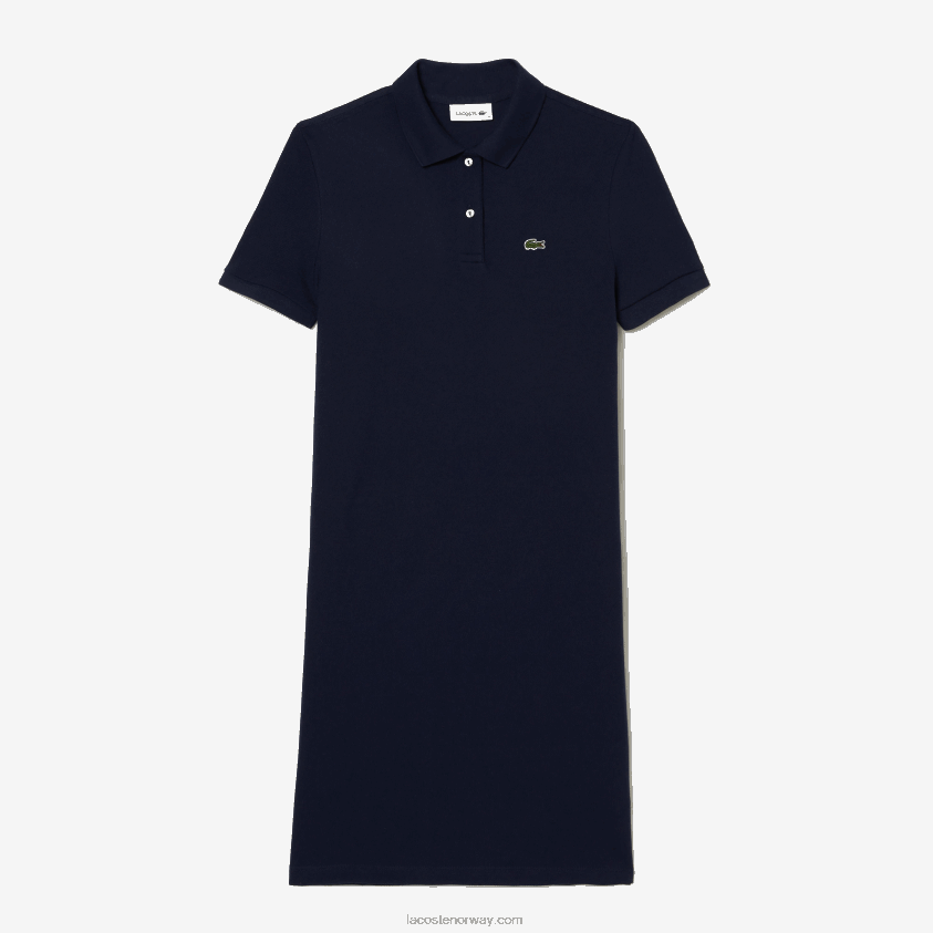 Lacoste pikéstrikket polokjole 4J4X0T2361 marineblå 166 kvinner