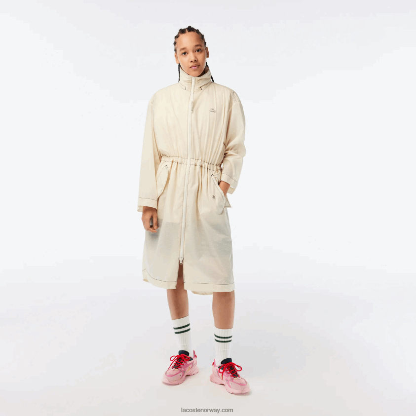 Lacoste 2-i-1 vannavstøtende parkas med hette 4J4X0T2441 hvit xfj kvinner