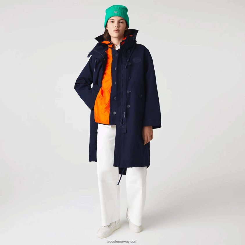 Lacoste vannavstøtende 3-i-1 parkas 4J4X0T2629 marineblå oransje pf1 kvinner