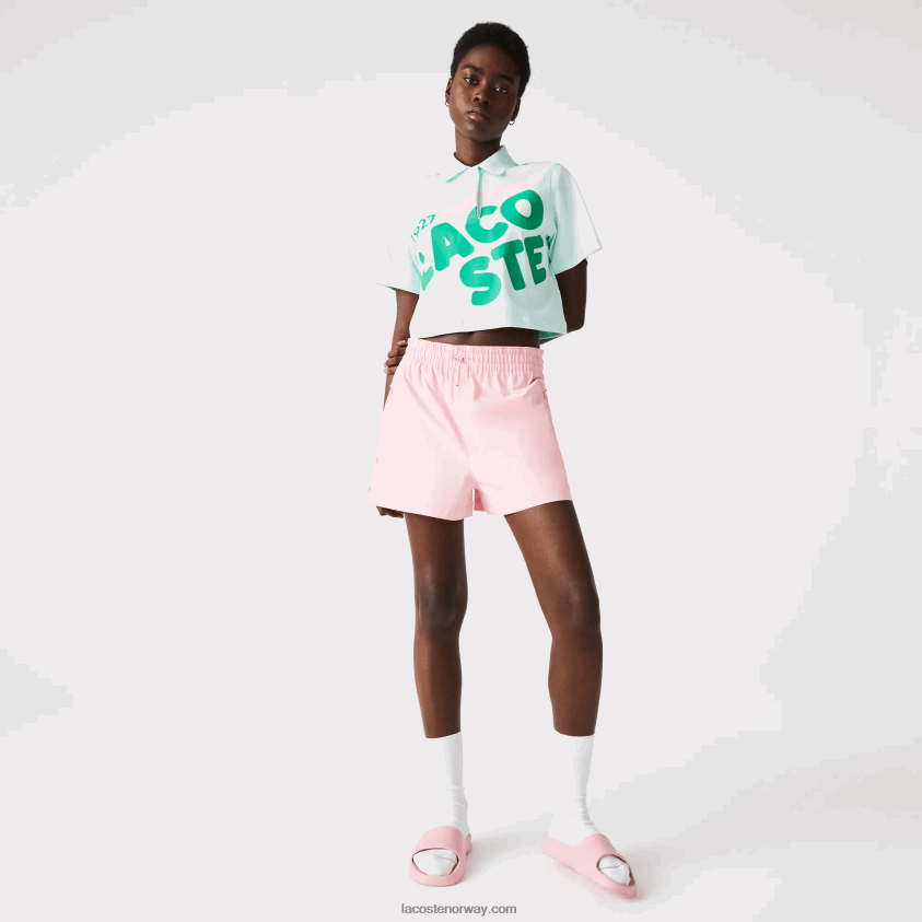 Lacoste løs passform polo i økologisk bomull med kort trykk 4J4X0T2526 turkis nre kvinner