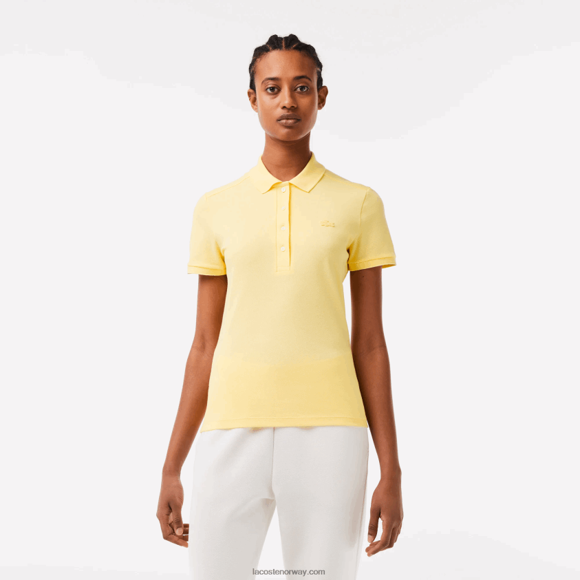 Lacoste slim fit stretch piképolo i bomull 4J4X0T2486 gul 107 kvinner