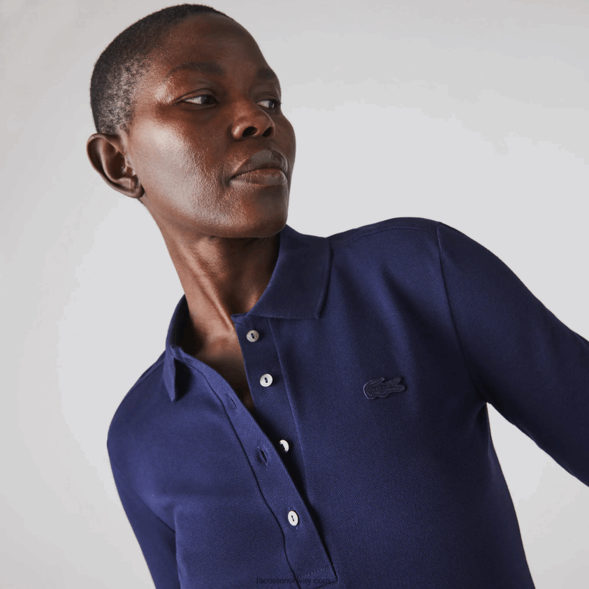 Lacoste slim fit stretch pique polo 4J4X0T2479 marineblå 166 kvinner
