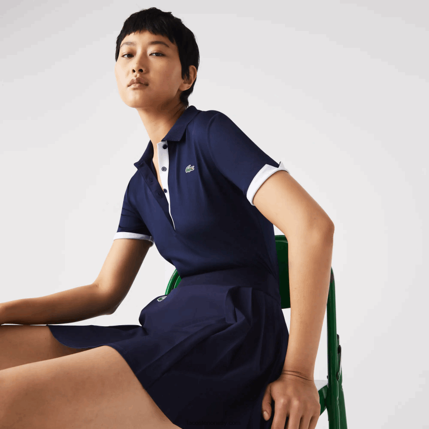 Lacoste sport pustende stretch golfpolo 4J4X0T2487 marineblå hvit 525 kvinner