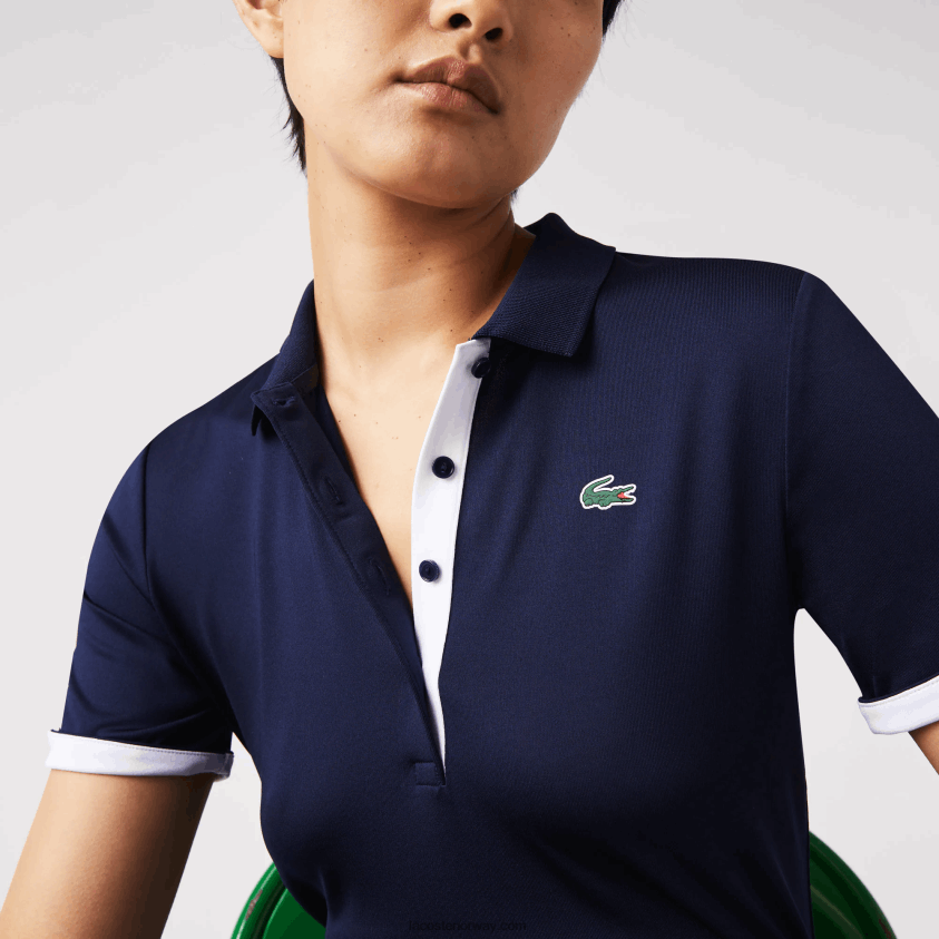 Lacoste sport pustende stretch golfpolo 4J4X0T2487 marineblå hvit 525 kvinner