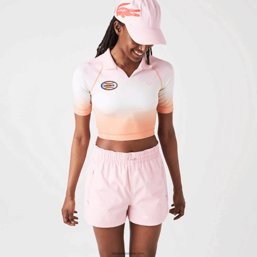 Lacoste sport sommerpakke kort gradient og stretch polo 4J4X0T2499 rosa hvit oransje dfk kvinner