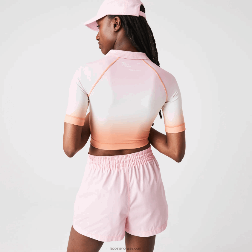 Lacoste sport sommerpakke kort gradient og stretch polo 4J4X0T2499 rosa hvit oransje dfk kvinner