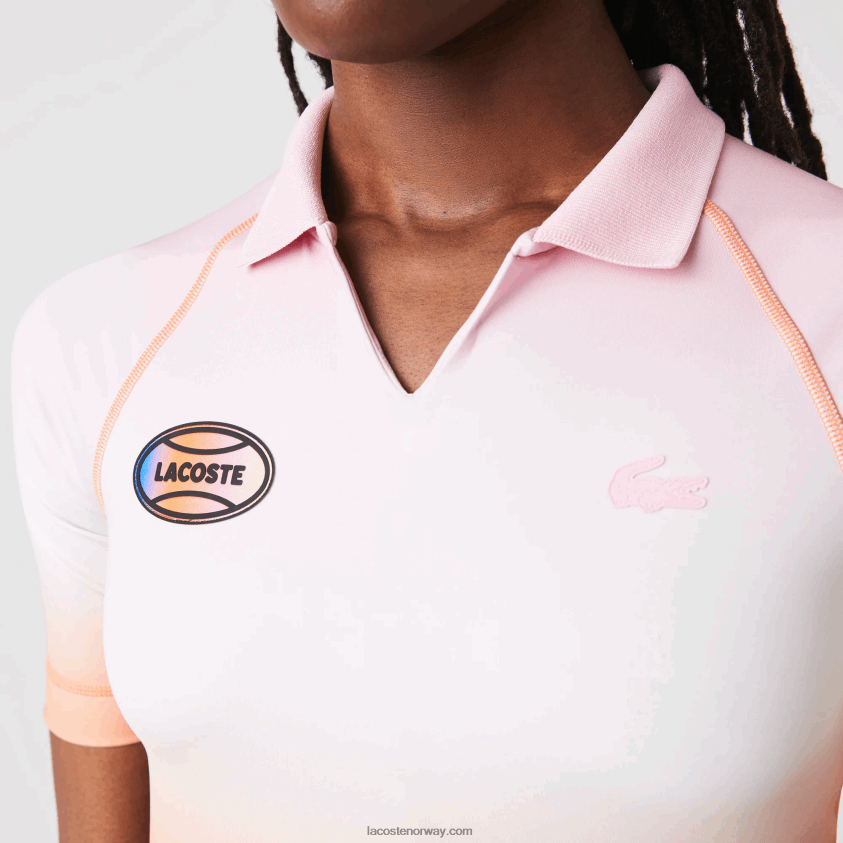 Lacoste sport sommerpakke kort gradient og stretch polo 4J4X0T2499 rosa hvit oransje dfk kvinner