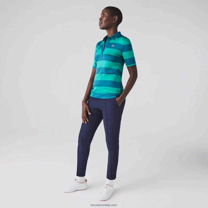 Lacoste sportsstripet jersey golfgenser 4J4X0T2489 grønn kxd kvinner