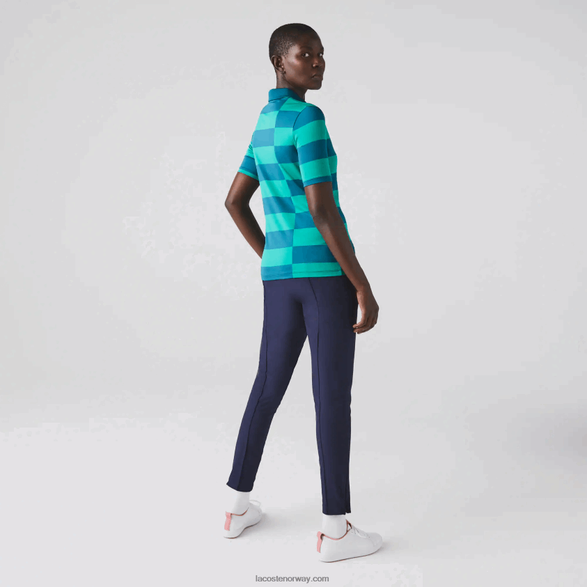 Lacoste sportsstripet jersey golfgenser 4J4X0T2489 grønn kxd kvinner