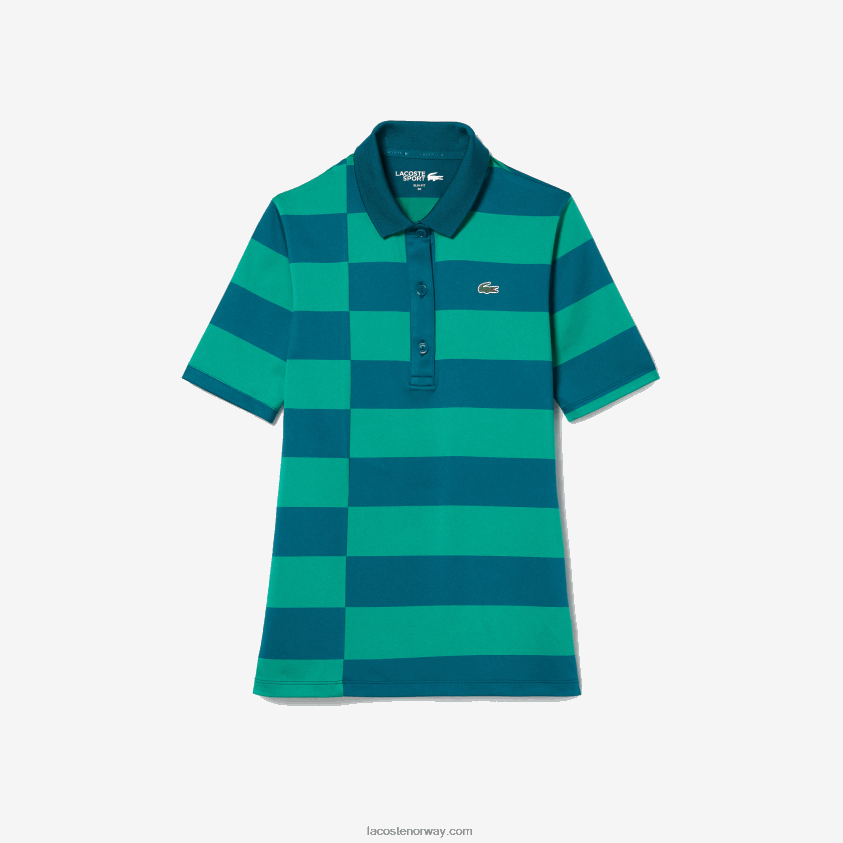 Lacoste sportsstripet jersey golfgenser 4J4X0T2489 grønn kxd kvinner