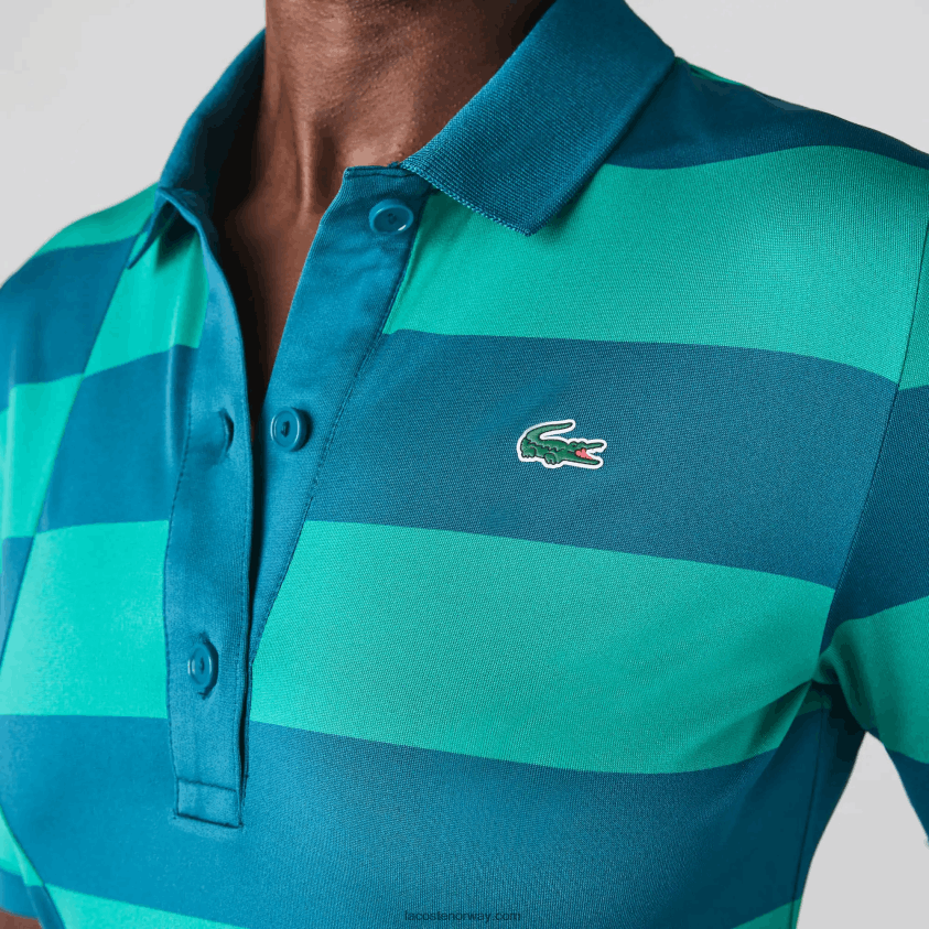 Lacoste sportsstripet jersey golfgenser 4J4X0T2489 grønn kxd kvinner