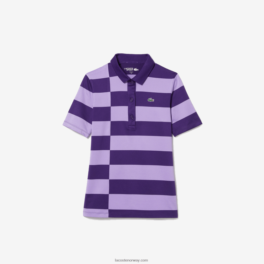 Lacoste sportsstripet jersey golfgenser 4J4X0T2490 lilla 5gm kvinner