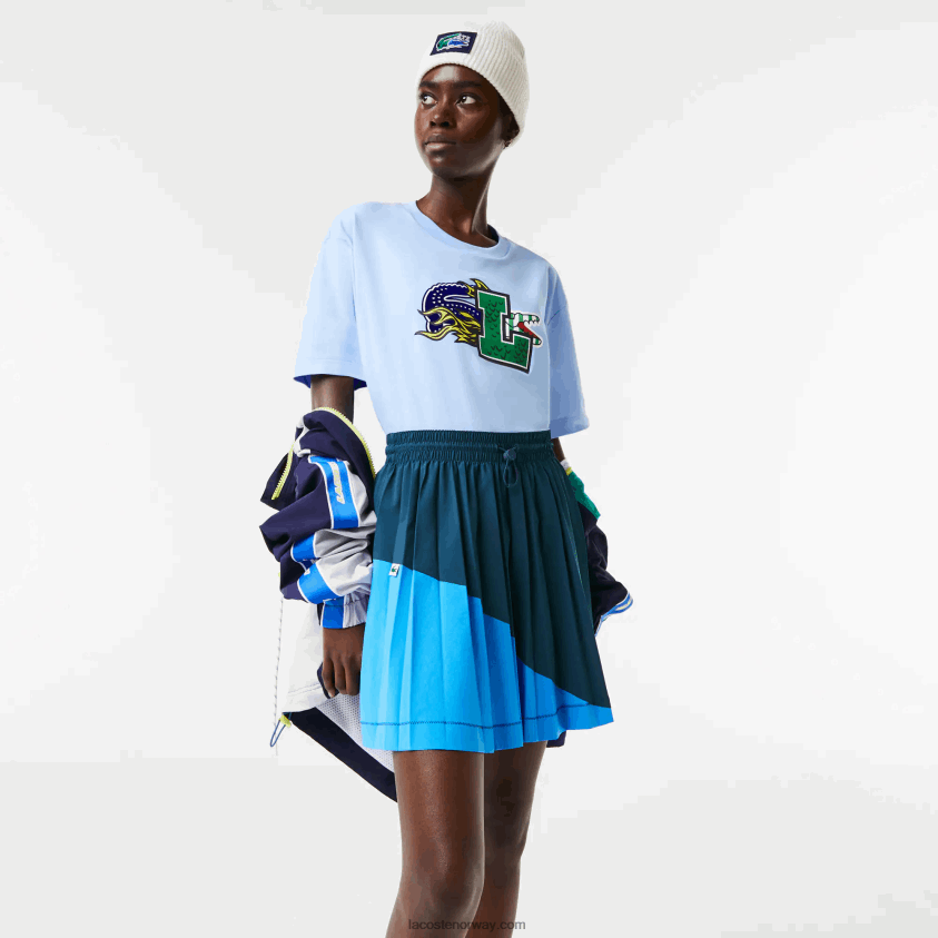 Lacoste plissert nylonskjørt i fargeblokk 4J4X0T2595 blå luh kvinner