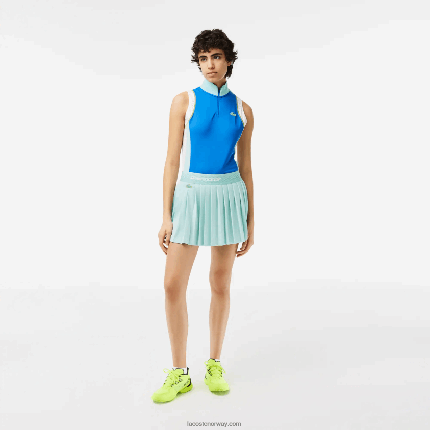 Lacoste plisserte tennisskjørt med innebygde shorts 4J4X0T2389 lysegrønn gul tid kvinner