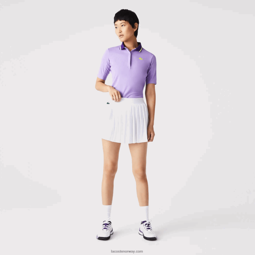 Lacoste sport innebygd kort plissert tennisskjørt 4J4X0T2582 hvit grønn 737 kvinner