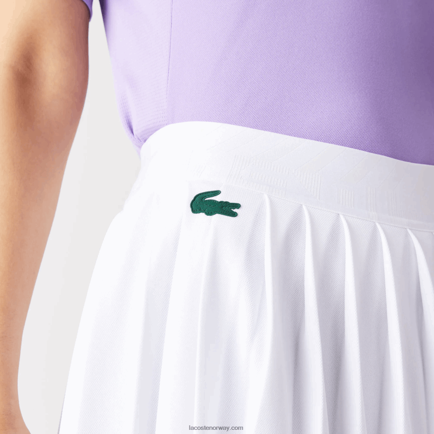 Lacoste sport innebygd kort plissert tennisskjørt 4J4X0T2582 hvit grønn 737 kvinner