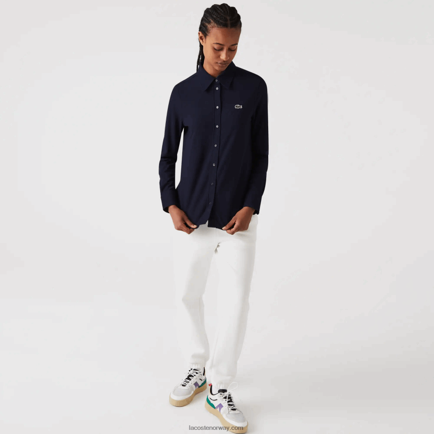 Lacoste pikéskjorte i fransk krage 4J4X0T2649 marineblå 166 kvinner