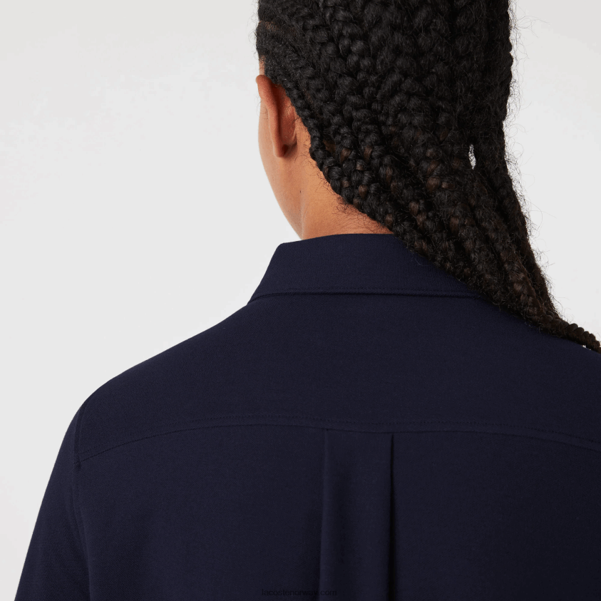 Lacoste pikéskjorte i fransk krage 4J4X0T2649 marineblå 166 kvinner